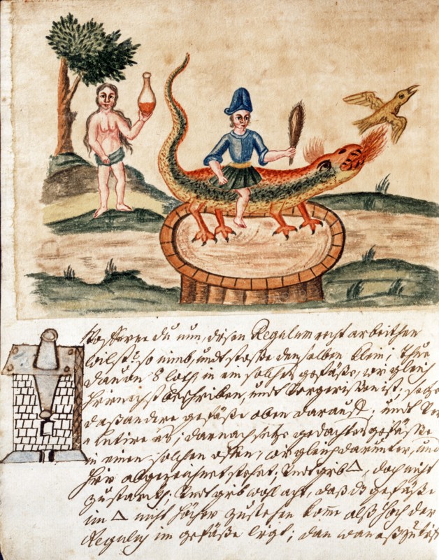 Phase de l'Opus Alchemicus, manuscrit alchimique "Clavis Artis" attribué à Zoroastre (Zarathoustra)
