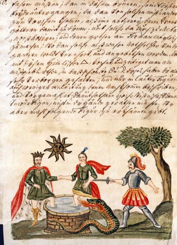 Phase de l'Opus Alchemicus, manuscrit alchimique "Clavis Artis" attribué à Zoroastre (Zarathoustra)