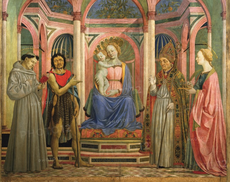 Domenico Veneziano, Vierge à l'Enfant en majesté avec les saints François, Jean-Baptiste, Zénobe et Lucie (détail)