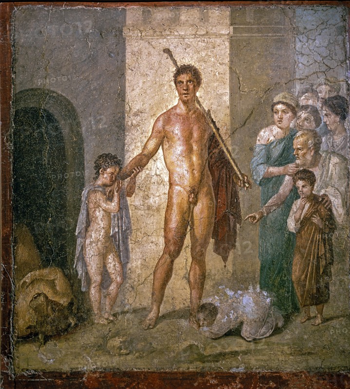 Thésée vainqueur du Minotaure, fresque de Pompéi
