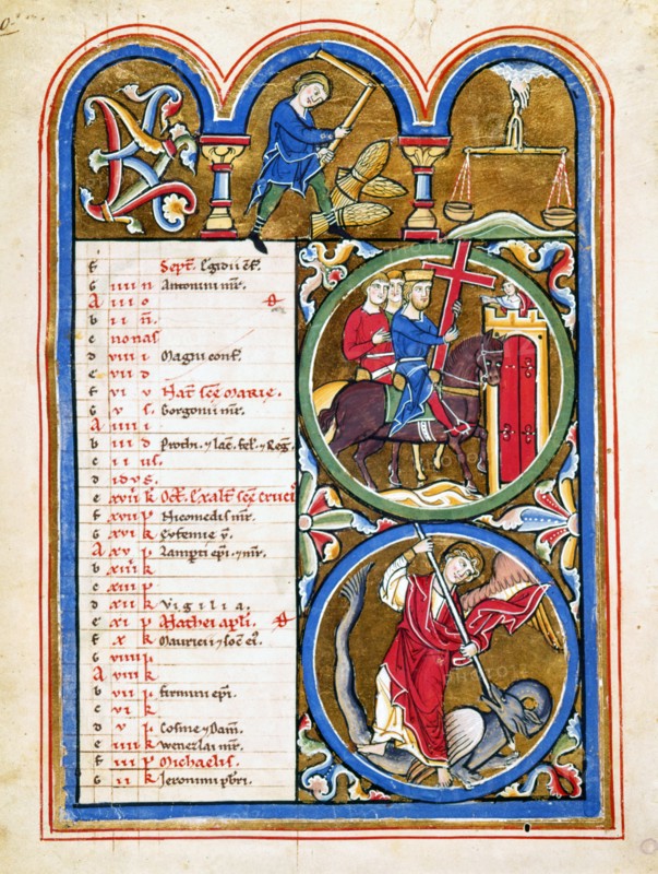 Miniature du Psautier Beatae Elisabeth, le mois de septembre