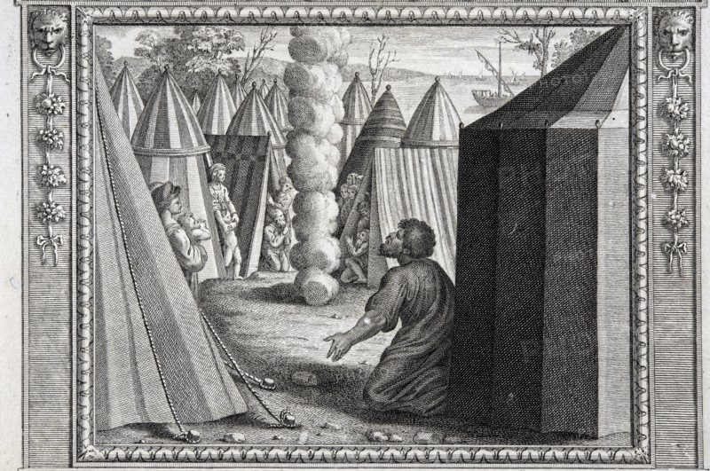 L'Exode, chapitre 33 : Dieu descend de la nuée et parle à Moïse dans le camp juif
