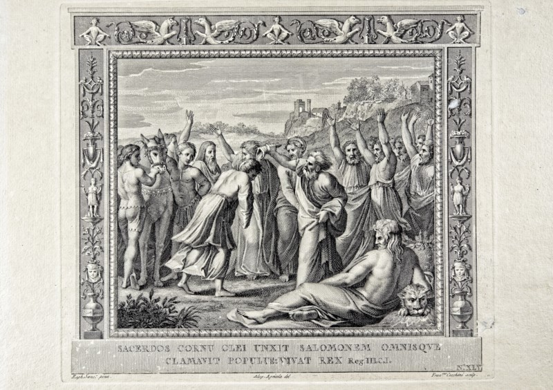 Premier Livre des Rois, chapitre 1 : Le prêtre Sadoc, procède à la cérémonie d'onction de Salomon