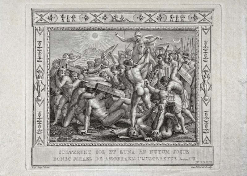 Livre de Josué, chapitre 3 : Le soleil et la lune s'arrêtent sur ordre de Josué jusqu'à ce qu'Israël se venge des Amoréens