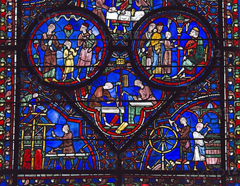 Partie inférieure du vitrail de saint Julien l'Hospitalier (vitrail de Chartres)
