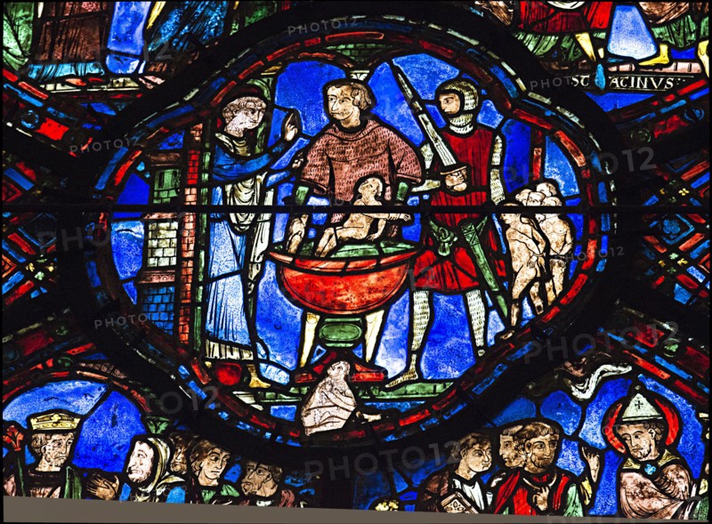 La préparation du bain de sang (vitrail de Chartres)