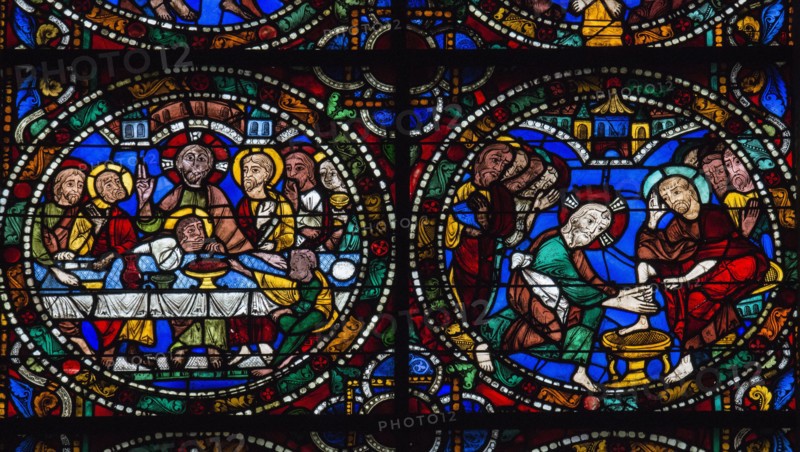 Stained glass window of the Chartres Cathedral