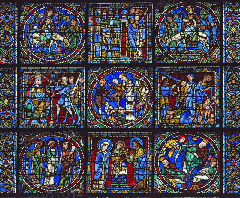 Stained glass window of the Chartres Cathedral