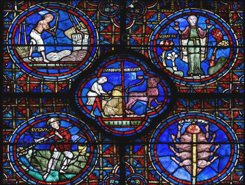 Vitrail du Zodiaque et des travaux des mois (vitrail de Chartres)