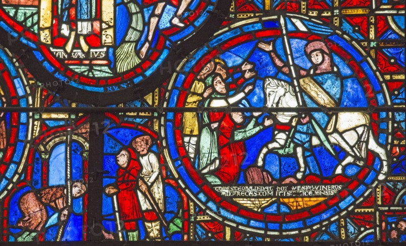 Chartres Cathedral, stained glass window of the Zodiac and the Works of the Months