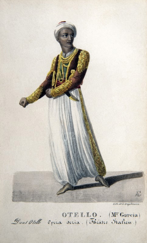 Manuel Garcia dans le rôle d'Otello dans l'opéra "Otello" de Rossini