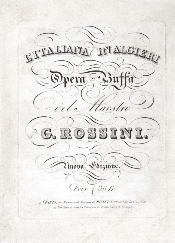 Frontispice du livret de "L'Italiana in Algeri" de Rossini
