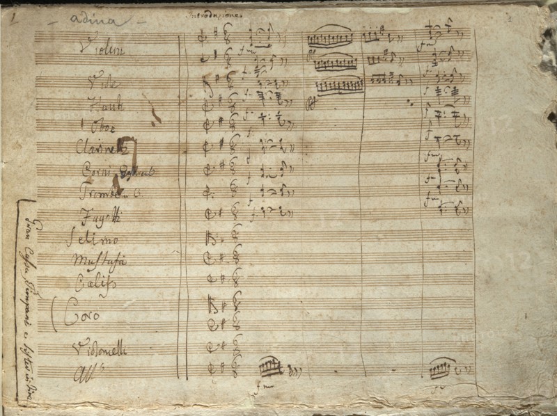 Partition de l'opéra "Adina" de Rossini