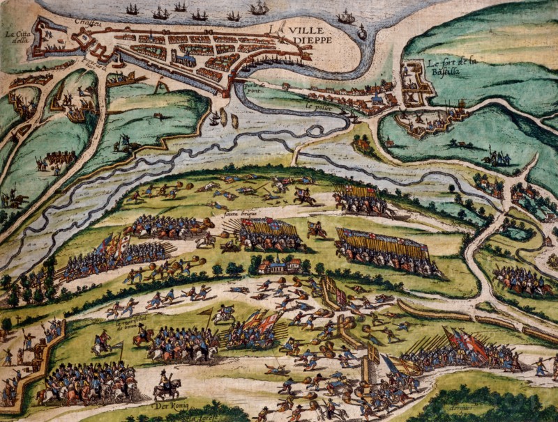 Hogenberg, Henri IV reconquiert la ville de Dieppe
