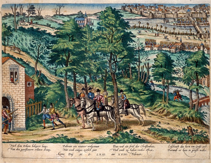 Hogenberg, Assassinat du Duc de Guise pat Jean de Poltrot, le 18 février 1563