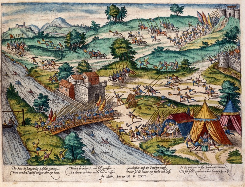 Hogenberg, Flight and defeat of the Papists at Saint-Gilles in 1562