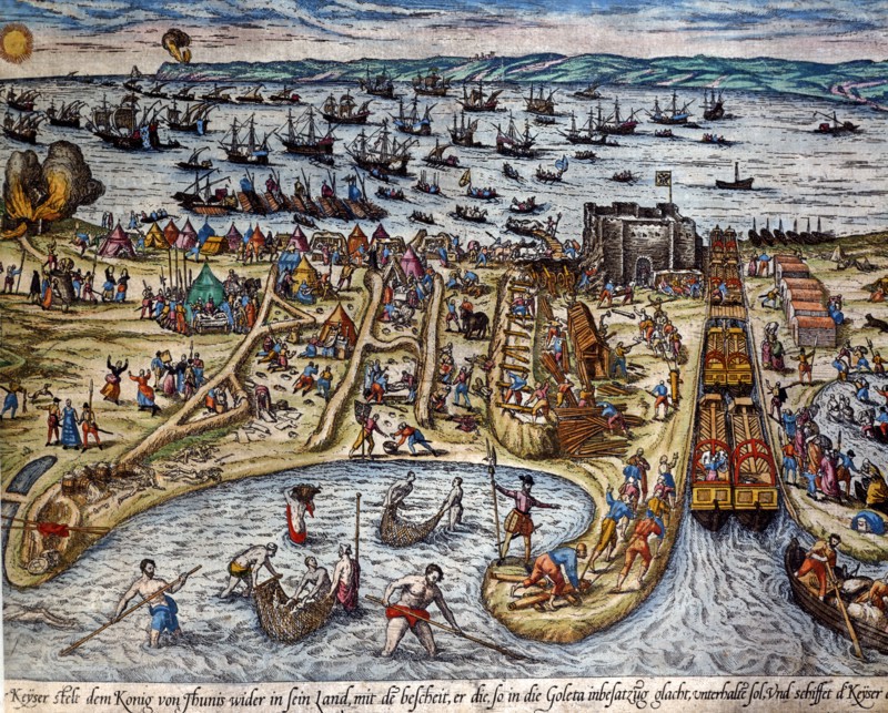 Hogenberg, The Spanish army conquers the fortress of La Goulette