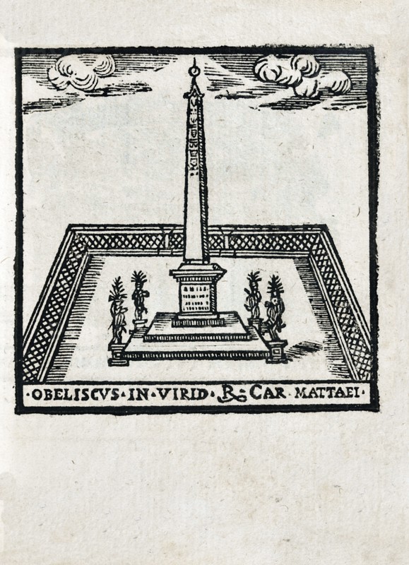 Obeliscus in virid R. Car. Mattaei: Obelisk at the Villa Celimontana in Rome