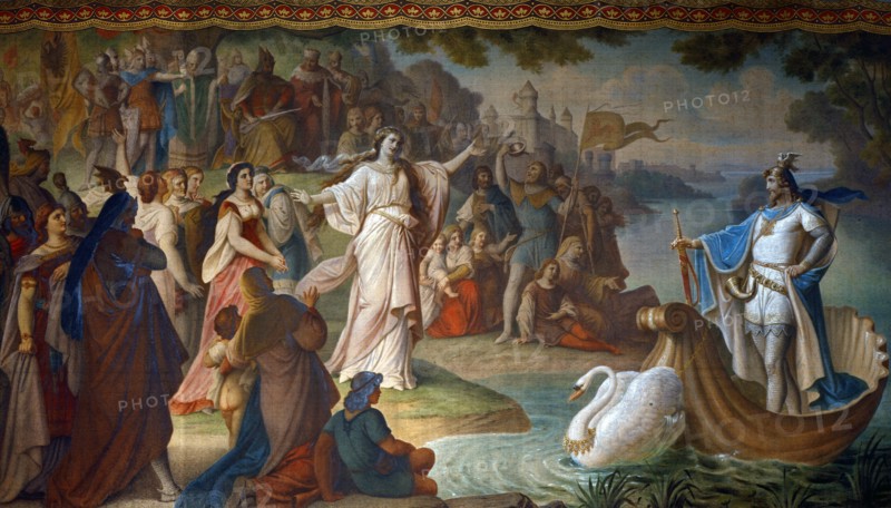 August von Heckel, Arrivée de Lohengrin à Anvers sur un bateau tiré par un cygne