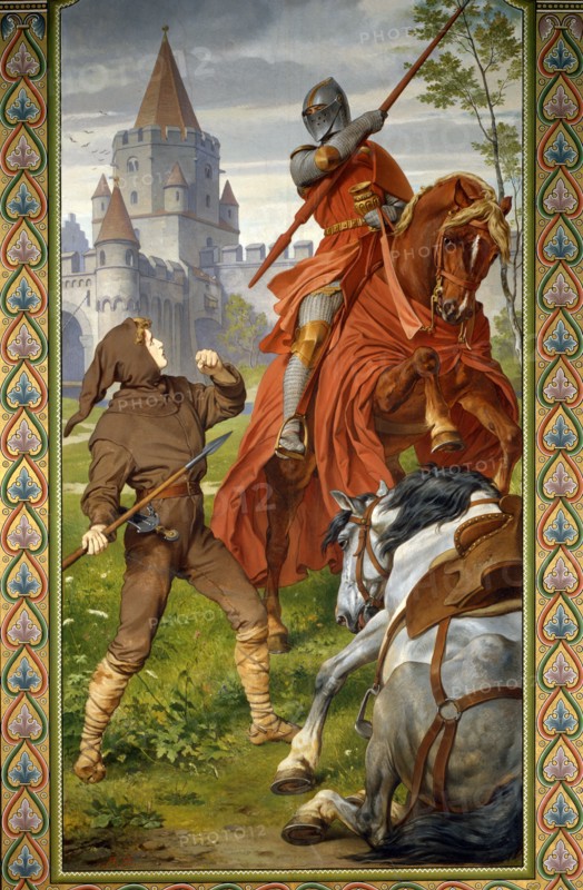 August Spiess,  Le combat de Parsifal contre le "Chevalier rouge", roi de Cumberland
