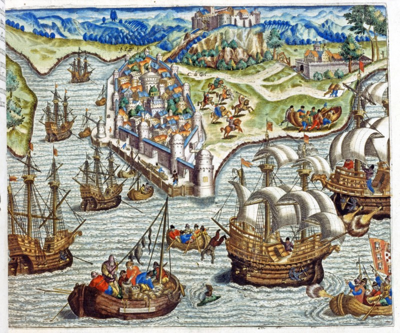 Théodore de Bry, Départ du port de Lisbonne des convois navals vers l'Amérique