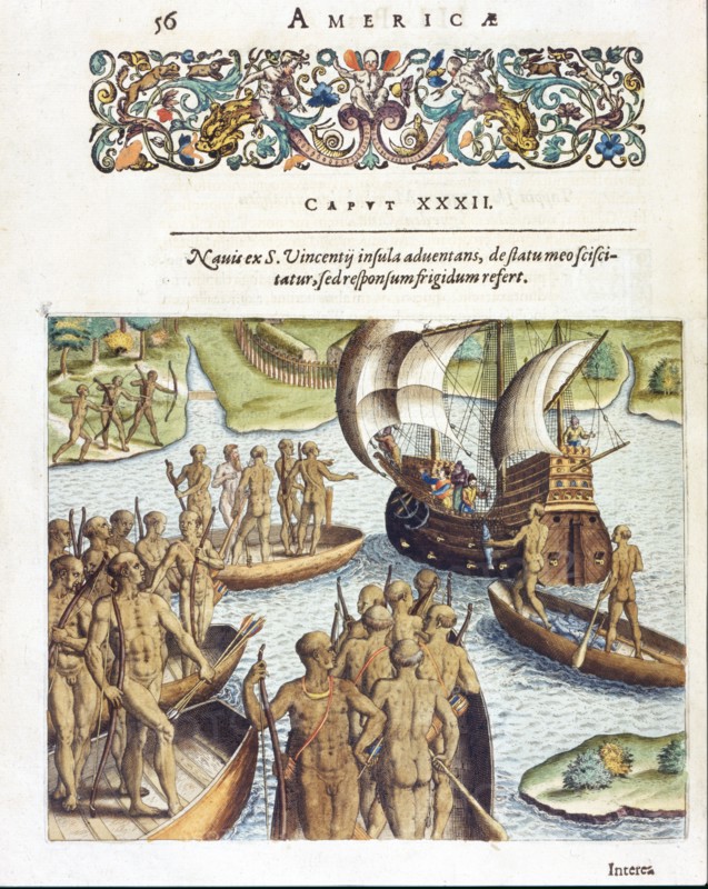 Théodore de Bry, Les commerçants portugais refusent de payer la rançon pour l'explorateur allemand Hans Staden, prisonnier des indigènes brésiliens