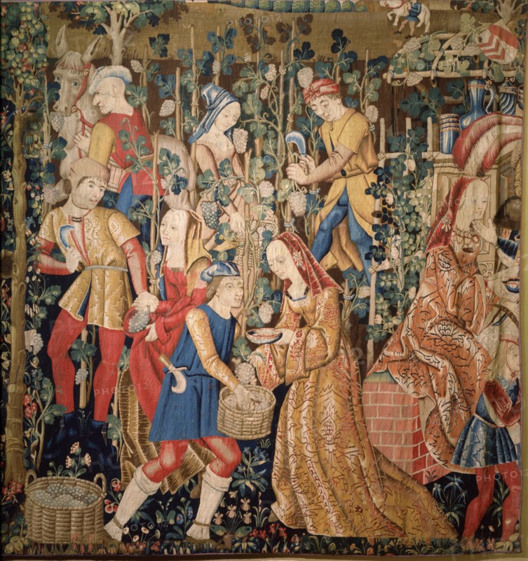 Les vendanges (partie droite de la tapisserie)