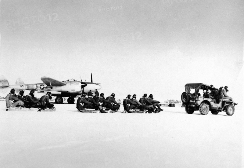 P-38 Lightning fighter-bomber pilots somewhere in France (January 29,1945)