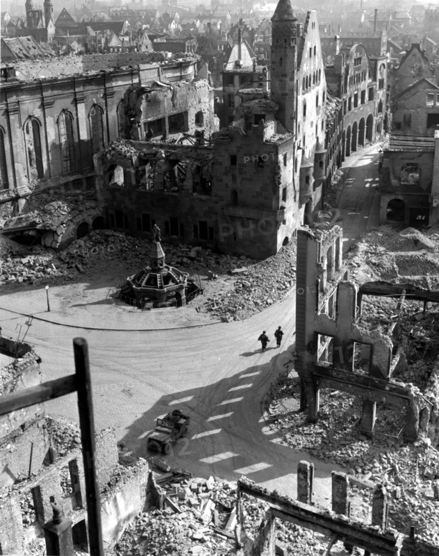Bomb-blasted city of Worms (Germany) March 21, 1945