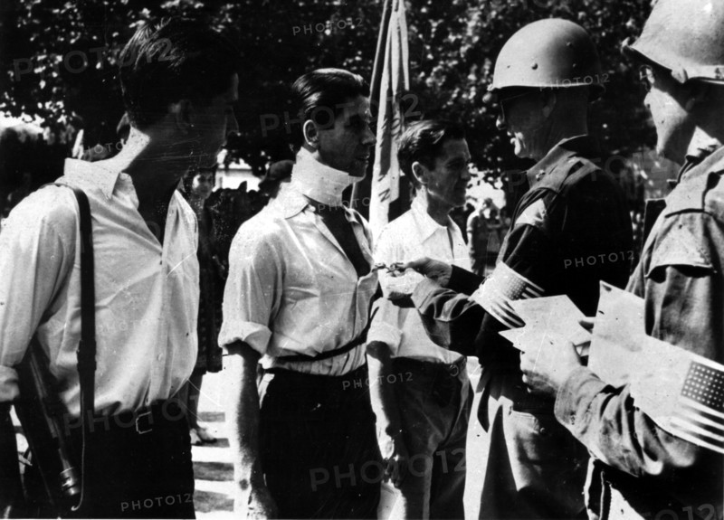 U.S General decorates French F.F.I. leader (Saint-Tropez area) Fall August 1944