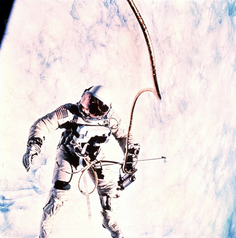 Astronaut Edward H. White II, during E.V.A (Gemini IV) June 3, 1965
