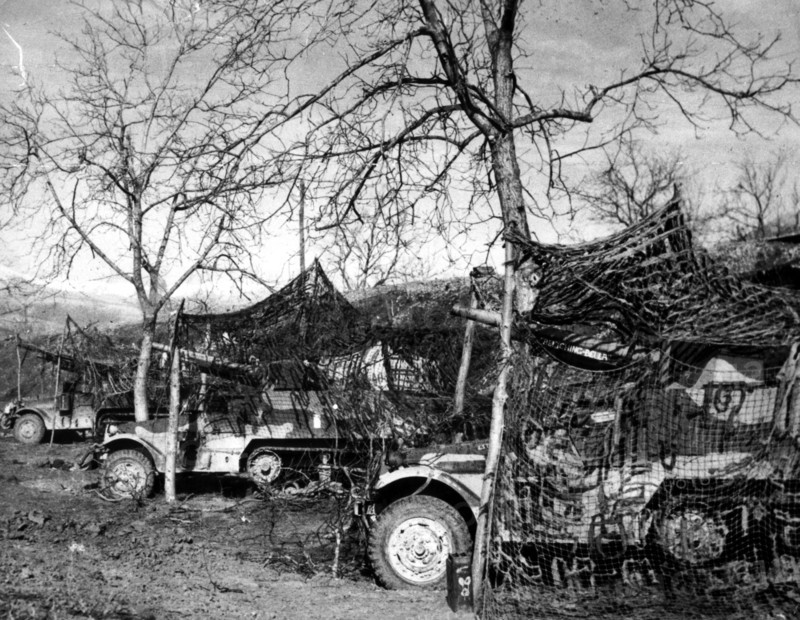 British 75mm. guns prepare to open fire on German positions (Cassino area front) February 22, 1944