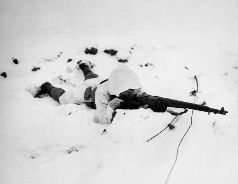 White snow cape equipment for U.S. Army  in Hachimette area, (France, Jan.10, 1945)