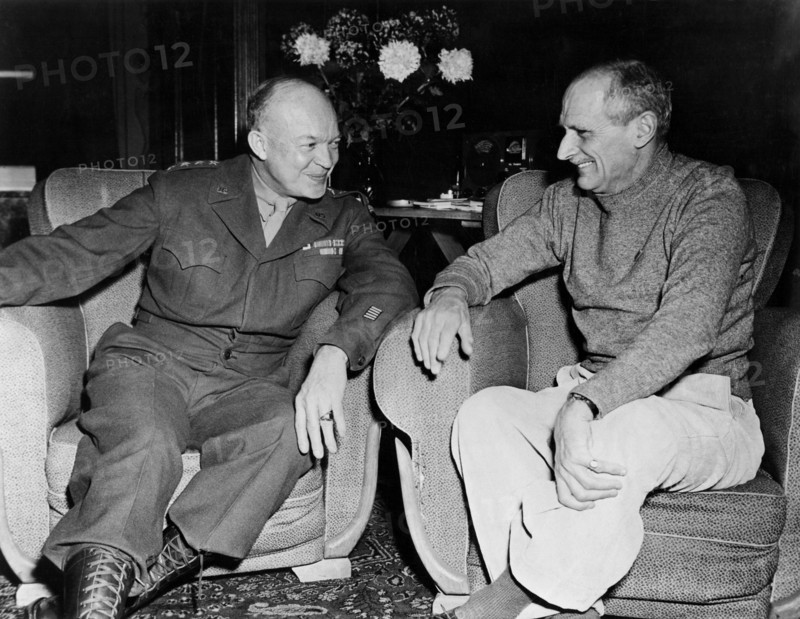 Allied military chiefs confer in Belgium (late 1944).