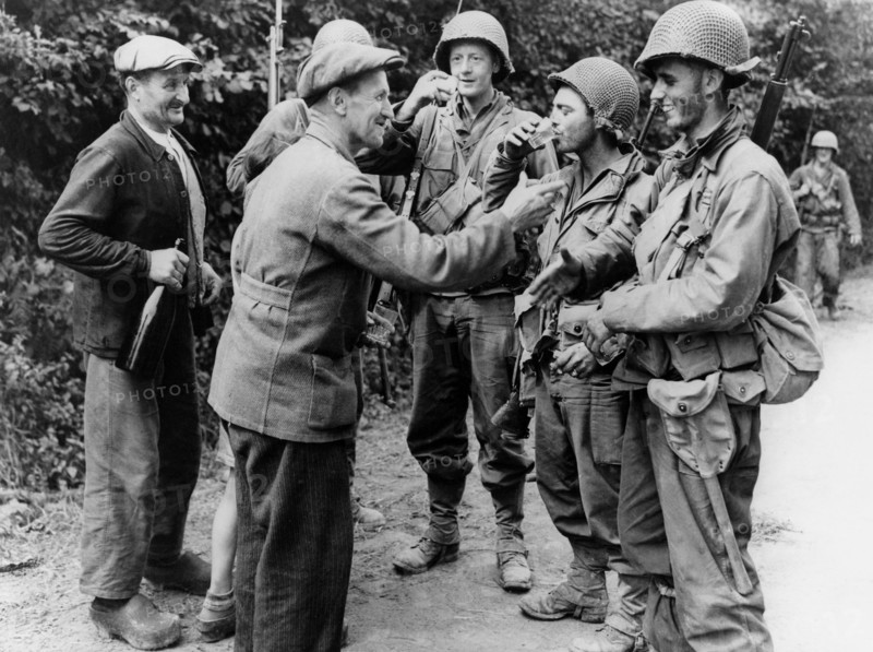 Welcome for U.S. troops in Montcuit, summer 1944