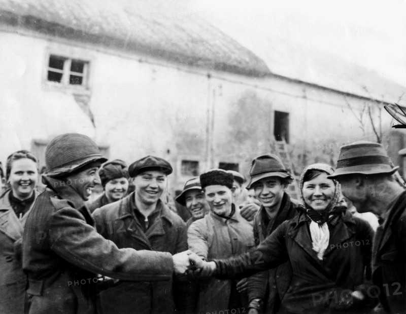 Russian slave laborers liberated in Budesheim, Spring 1945
