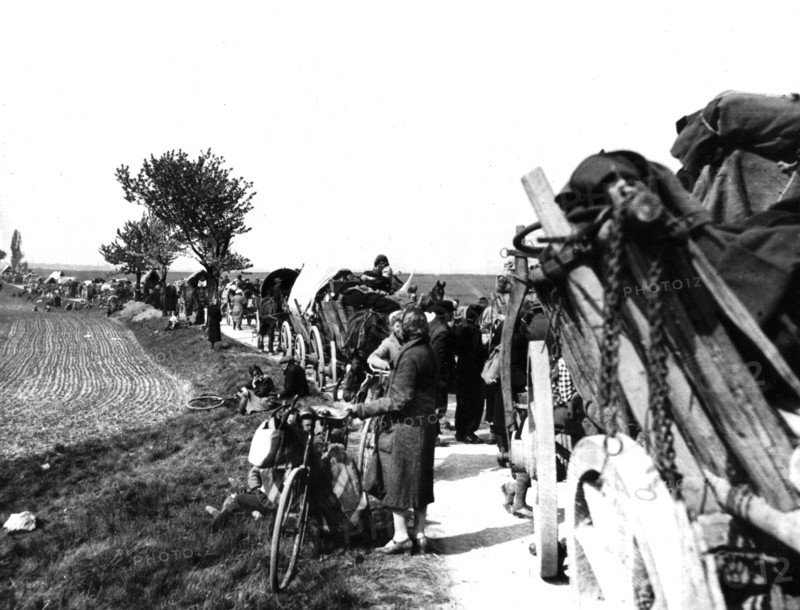 Germans civilians flee Russians at Wurzen,  April 27, 1945
