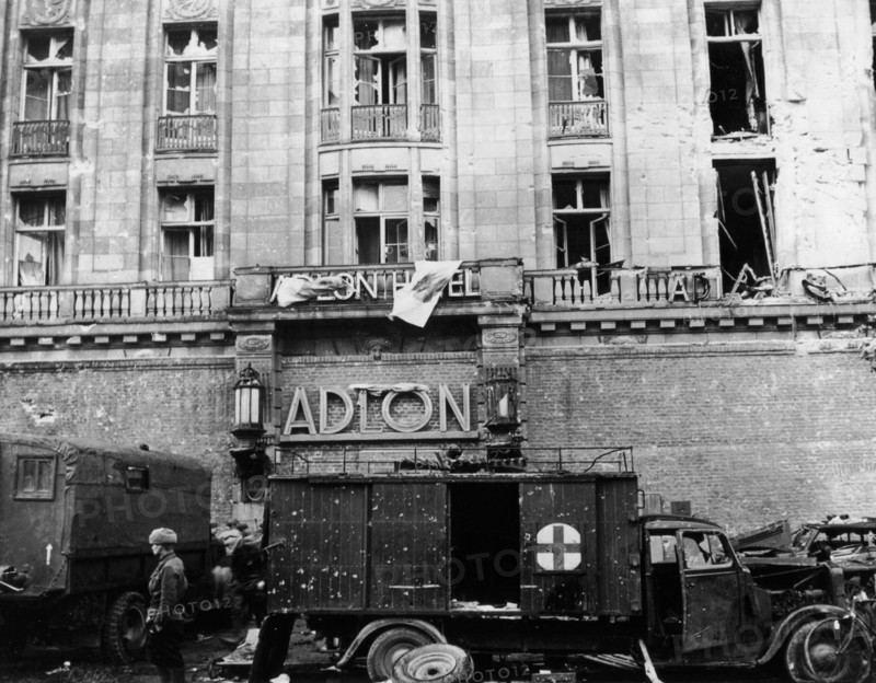 Russian troops at Adlon Hotel in Berlin,  May 4, 1945