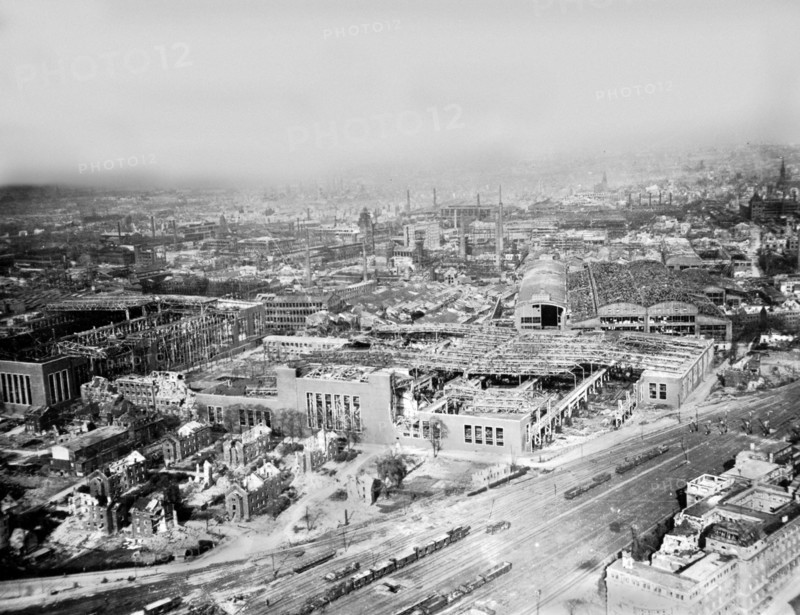 Krupp Plant destroyed by Allied bombing in Essen, April 10, 1945