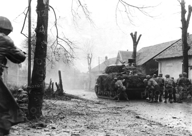 French tank fires on German position at Belfort November 20, 1944