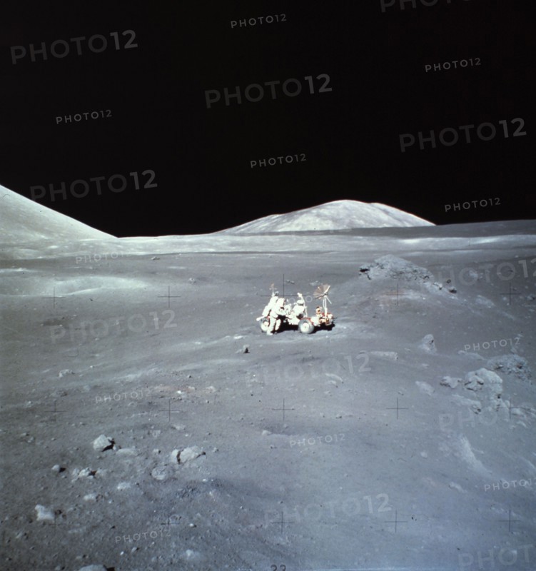 Extravehicular Activity  with Lunar Rover on Moon - Apollo 17 mission (December 12, 1972).