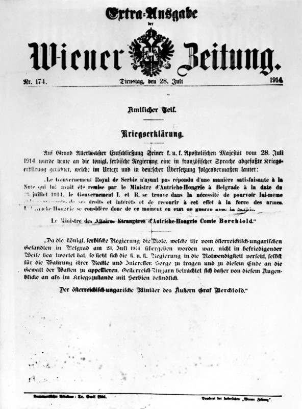 World War I - Declaration of War Austria