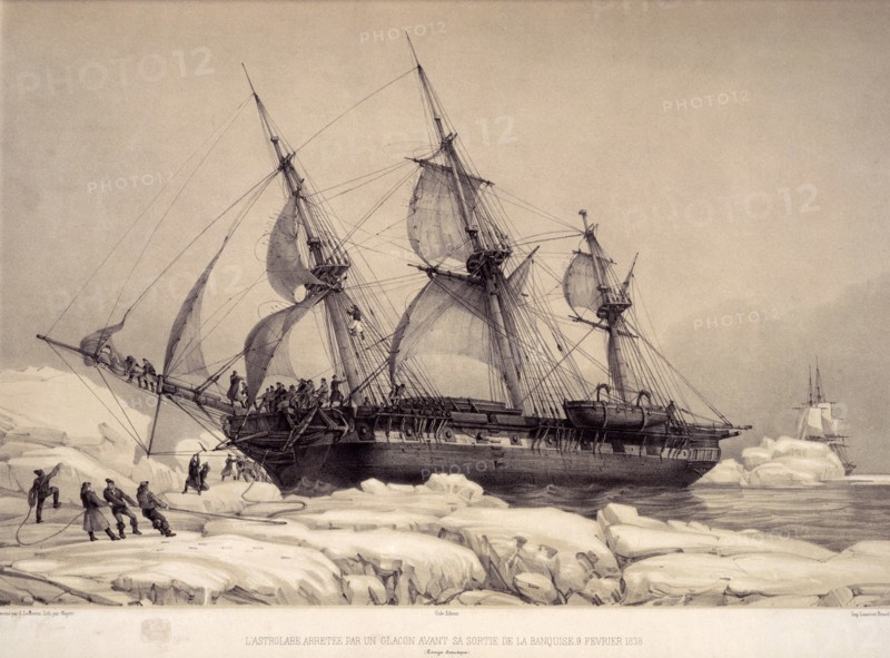 The Astolabe caught in an icefield on its voyage of exploration to the...