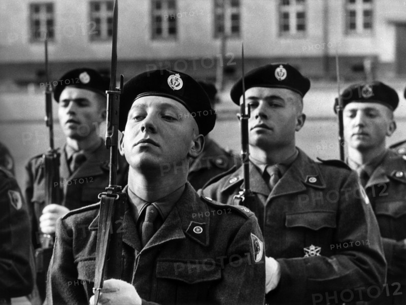 King Baudouin visits Belgian troops in Germany