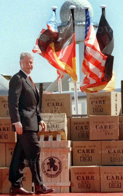 Bill Clinton with care packages