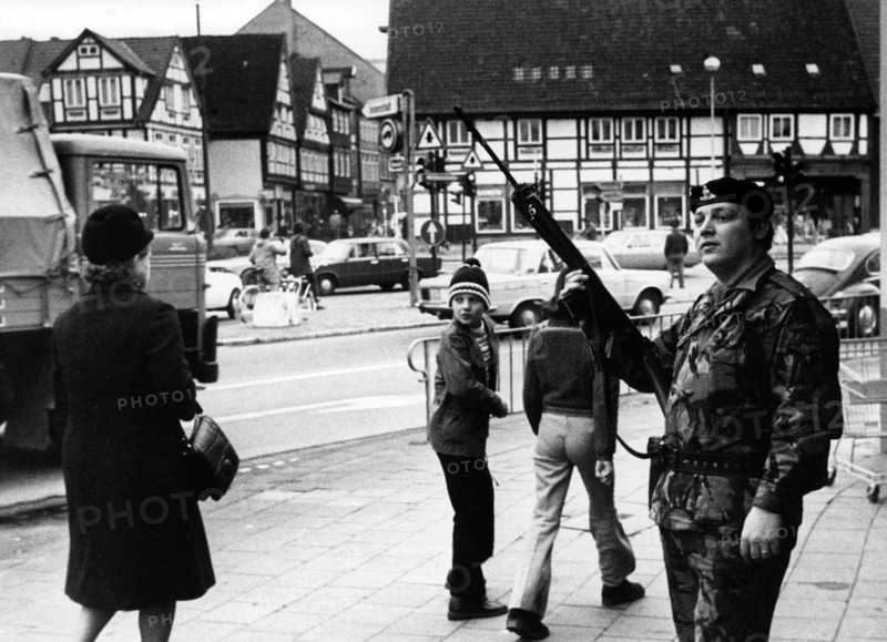British soldiers secure buildings of their armed forces