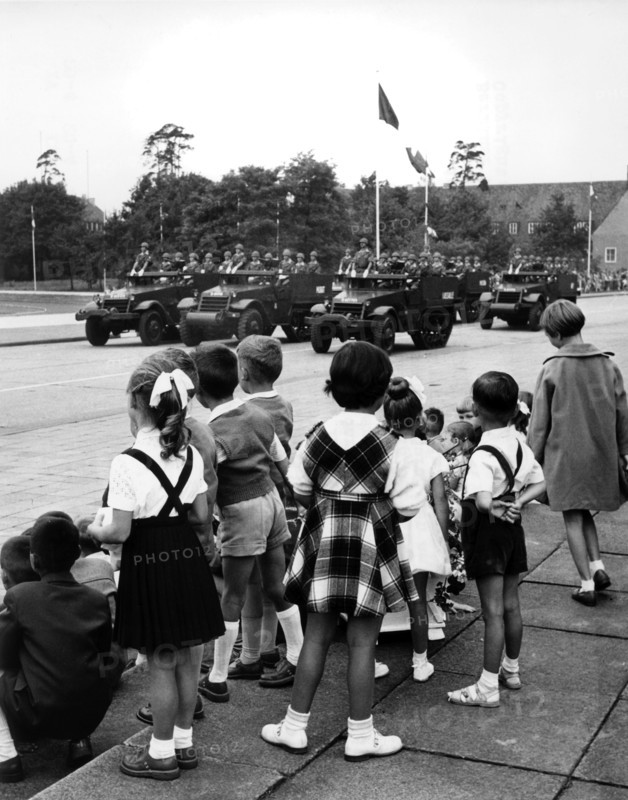 Children at parade on national day of French army in Berlin
