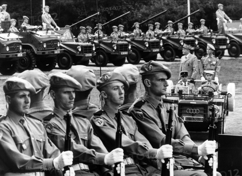 Binoche, the military governor of the town, during a military parade on the occasion of the French national holiday in Berlin