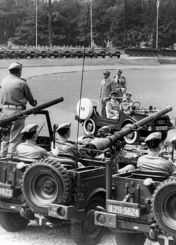 Town major Binoche at military parade on French national day in Berlin