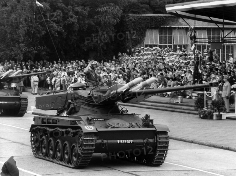 Tanks during military parade on French national day in Berlin